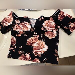 Black and Pink Floral Crop Top